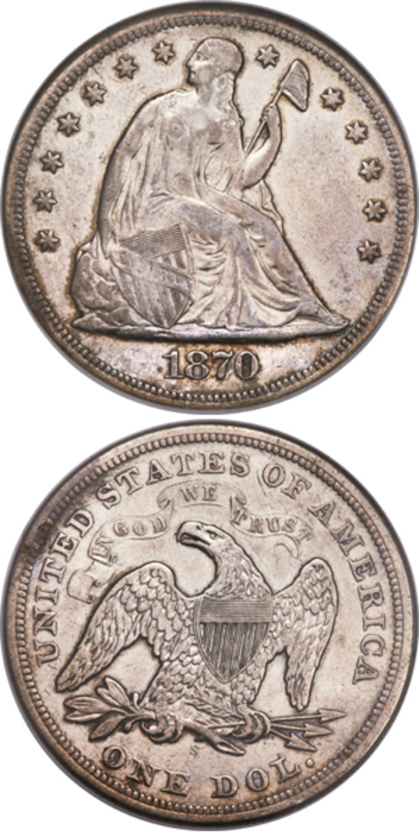 Graded NGC XF-40, this 1870-S silver dollar is one of just nine known.