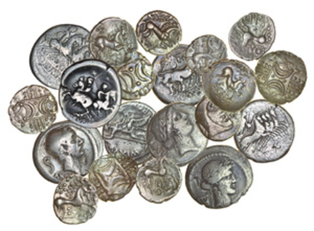  Coins from the Quidenham Treasure hoard, Norfolk, 2014. (Image courtesy and © Chris Rudd)