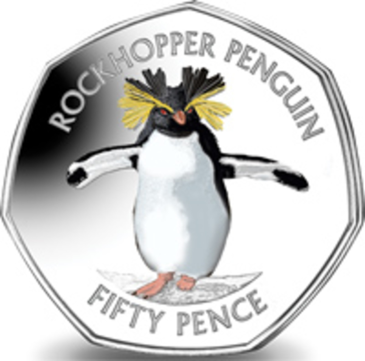  The tiny Rockhopper Penguin features on the reverse of the first coin from the Falklands Islands celebrating its indigenous penguins. (Image courtesy Pobjoy Mint)