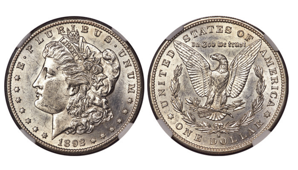The 1892-S Morgan dollar being offered in Heritage Auctions’ U.S. Coins Signature Auction. (Images courtesy Heritage Auctions)