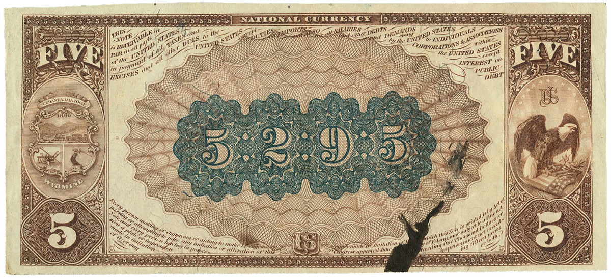  Back of the Guernsey note sporting a modified territorial seal.