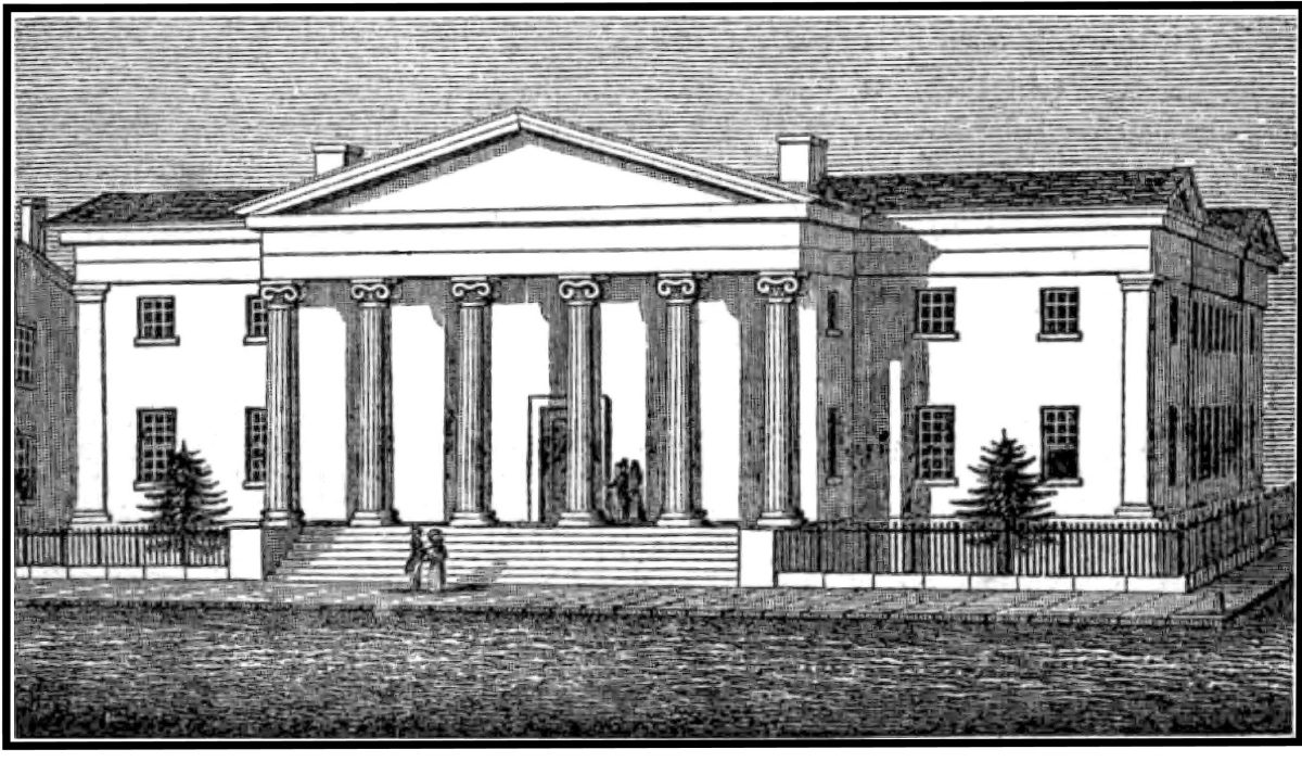 :  The second United States Mint as it appeared in the 1830s.