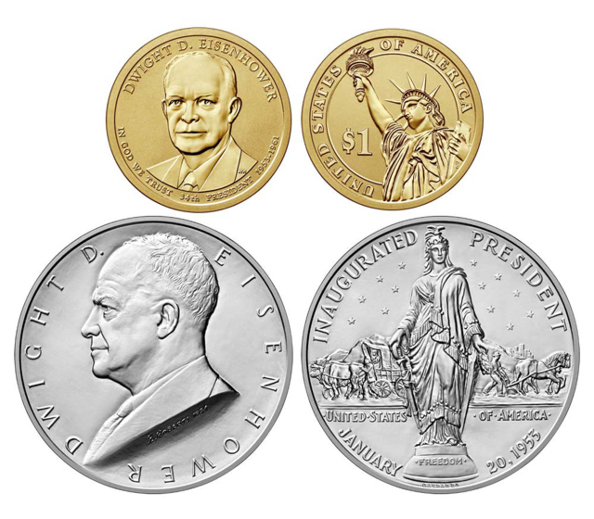 The Ike reverse proof dollar and silver presidential medal are fetching high prices on eBay if they grade -70.