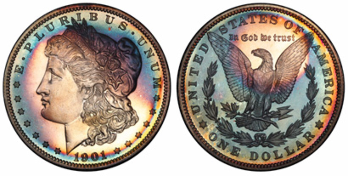  Never previously exhibited, the finest proof Morgan dollar collection in the PCGS Set Registry®, including this beautifully toned 1901 graded PCGS PR68CAM, will be displayed at the 2019 FUN convention. (Photos courtesy Professional Coin Grading Service, www.PCGS.com)