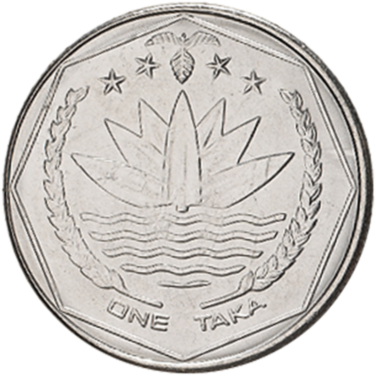 Obverse of the one taka coin.