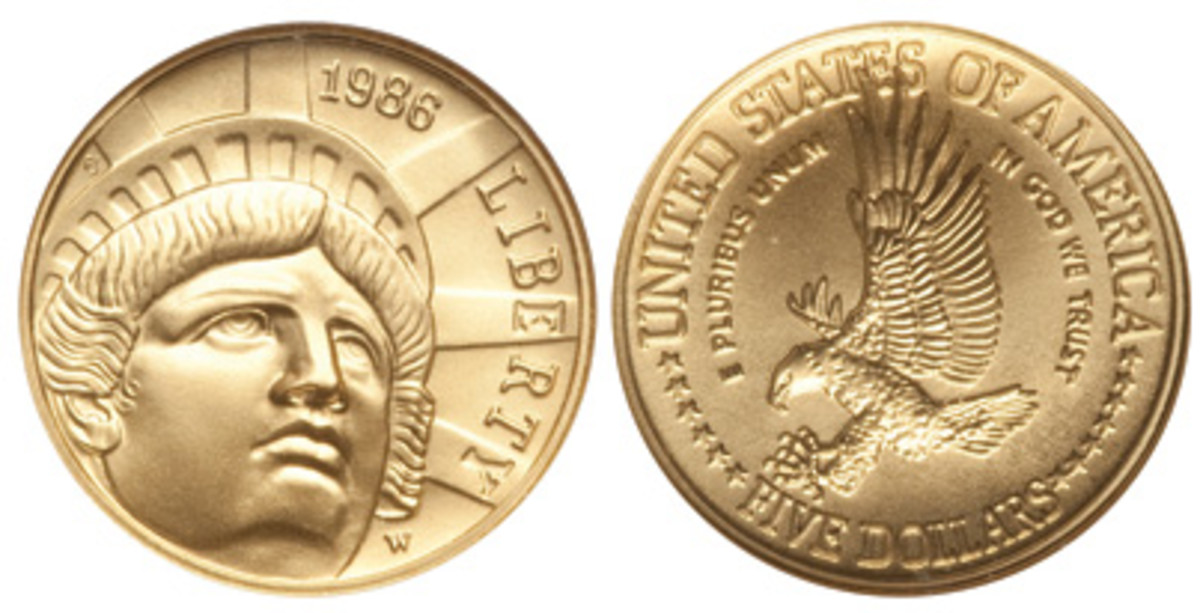  High mintages make modern gold $5 commemoratives trade at gold value.