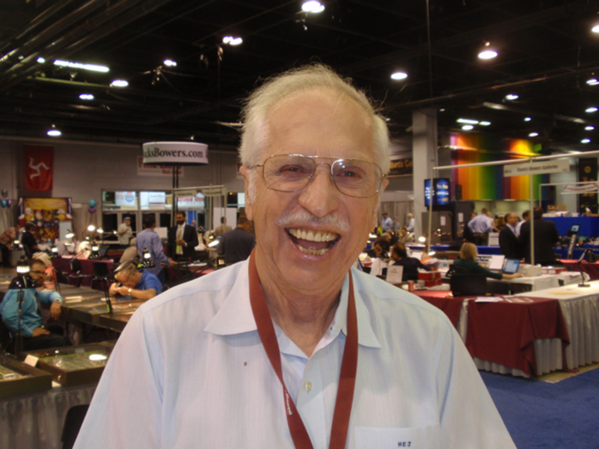 Coin dealer Harry Jones was all smiles at the ANA Chicago show.