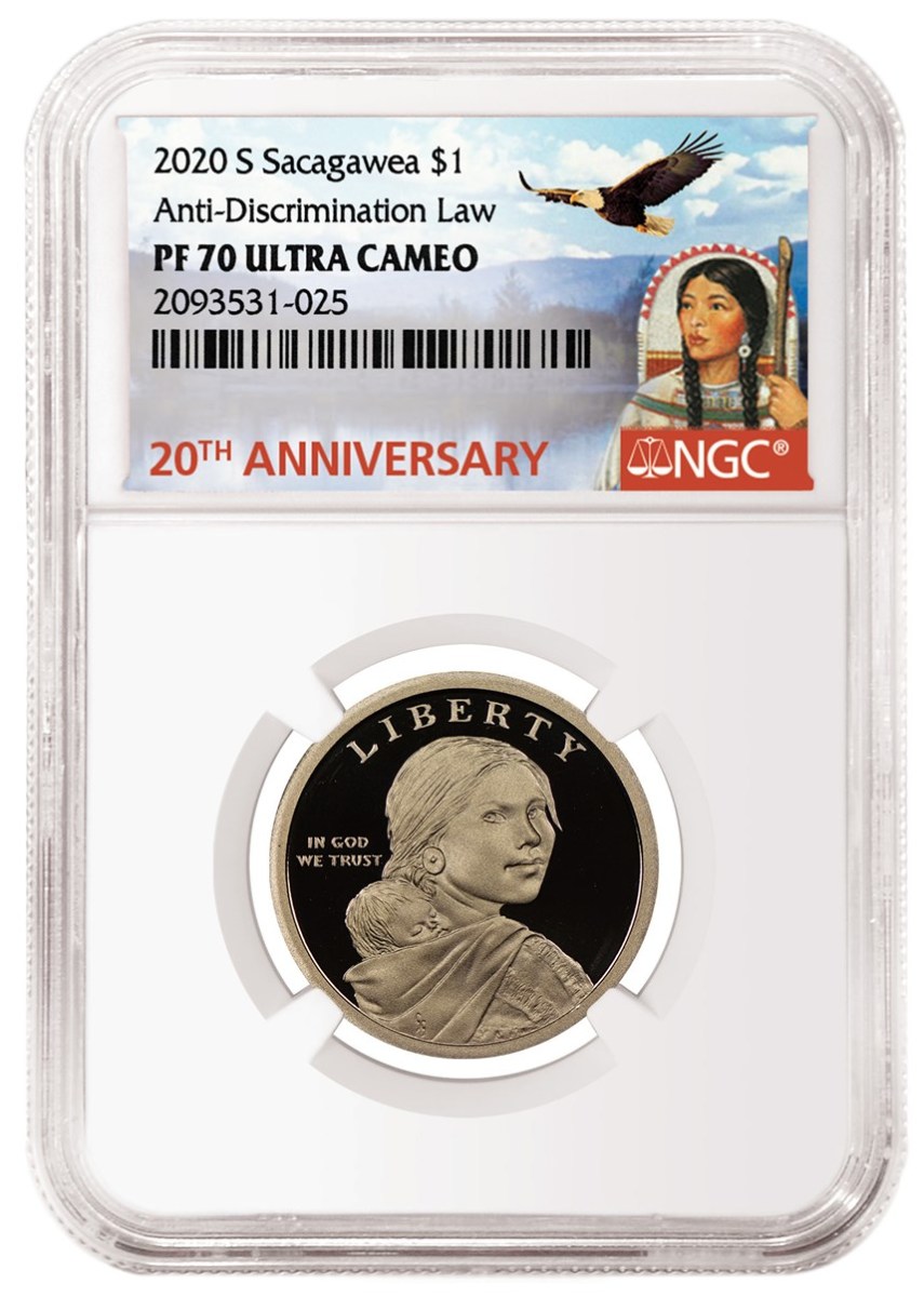 The winning design for the 2020 Sacagawea dollar label.