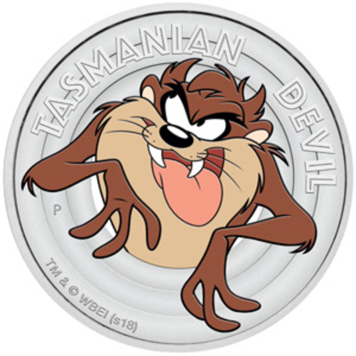  Looney Tunes’ Taz features on a Tuvaluan silver 50 cents, the fifth coin and last coin in this series. (Image courtesy The Perth Mint: TM & © WBEI [s18])
