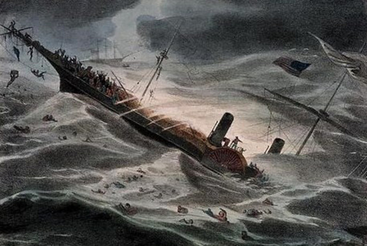 A painting depicting the sinking of the SS Central America.