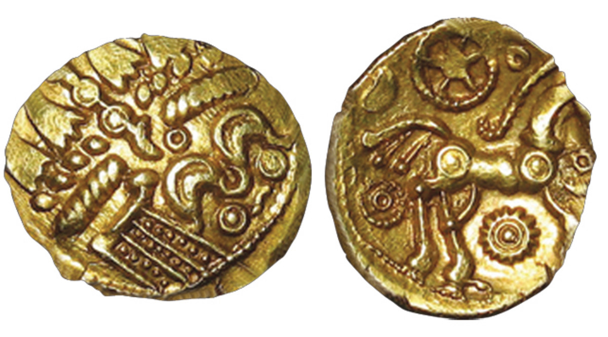 Tring Wheel gold quarter stater, 14mm, 1.3g, ABC 2228, will be sold Nov. 10.