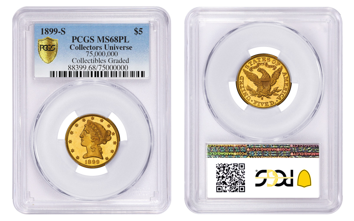 This 1899-S Half Eagle is graded PCGS MS68PL. (Photo credit: Professional Coin Grading Service www.PCGS.com)