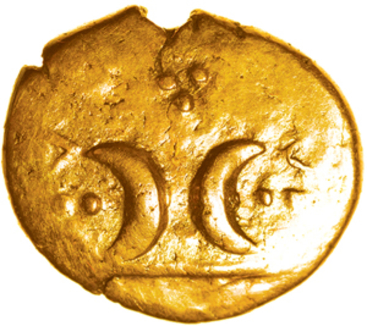  Gold stater (ABC 1444) sold by Chris Rudd in January for $4,322. One of c.90 found at Freckenham in 1885. (Image courtesy Chris Rudd)