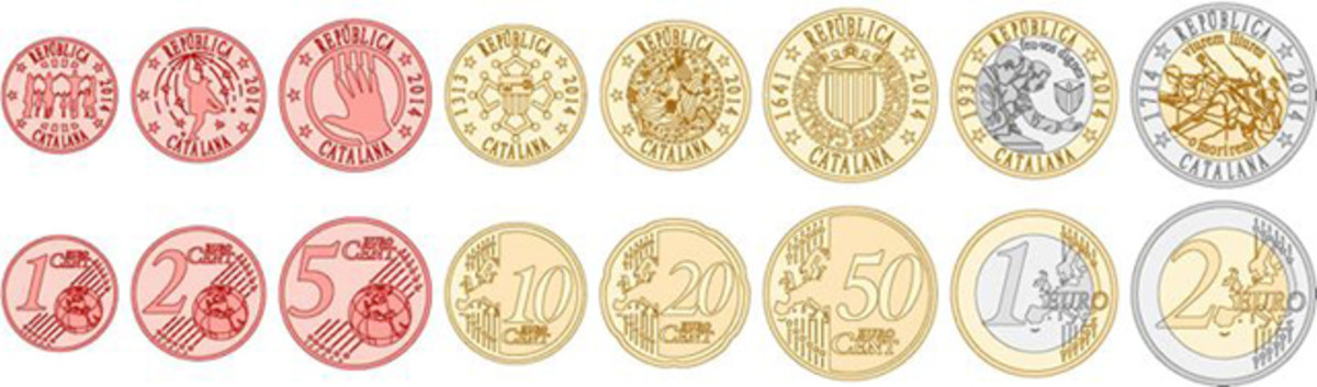 Numerous mockups of different Catalana euro coins are online.