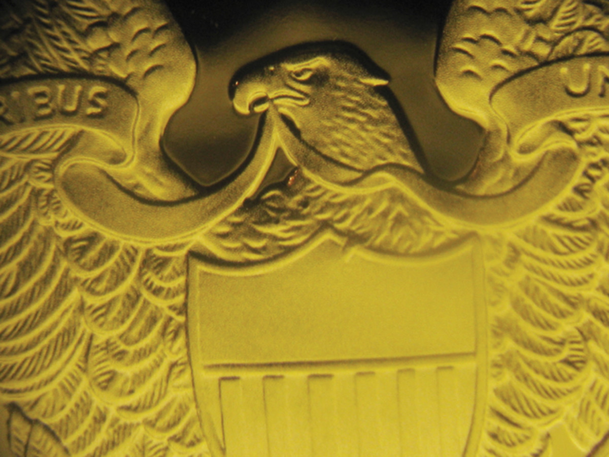 Genuine proof silver Eagle's eagle and shield.