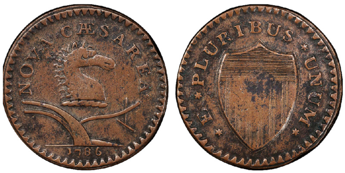 One of four known, this 1786 Maris 10-gg, part of the E Pluribus Unum Collection of New Jersey Copper, sold for $96,000, the top price in its session. (Images courtesy Stack's Bowers.)