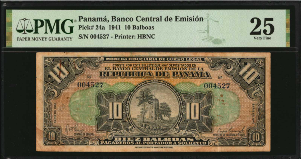 Lot 30269, Panama, 10 Balboas, 1941.
