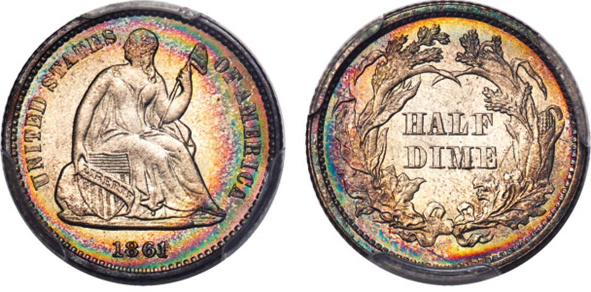 1861 Half Dime with Seated Liberty (Images courtesy of Heritage Auctions)