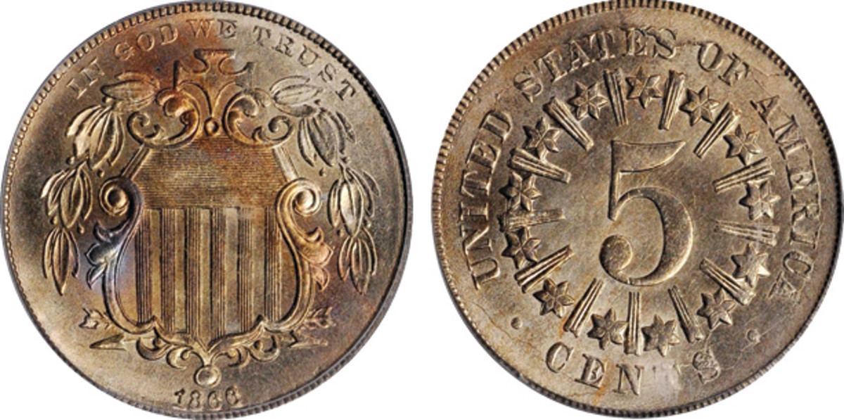 1866 Shield Nickel (Images courtesy of Stacks-Bowers)