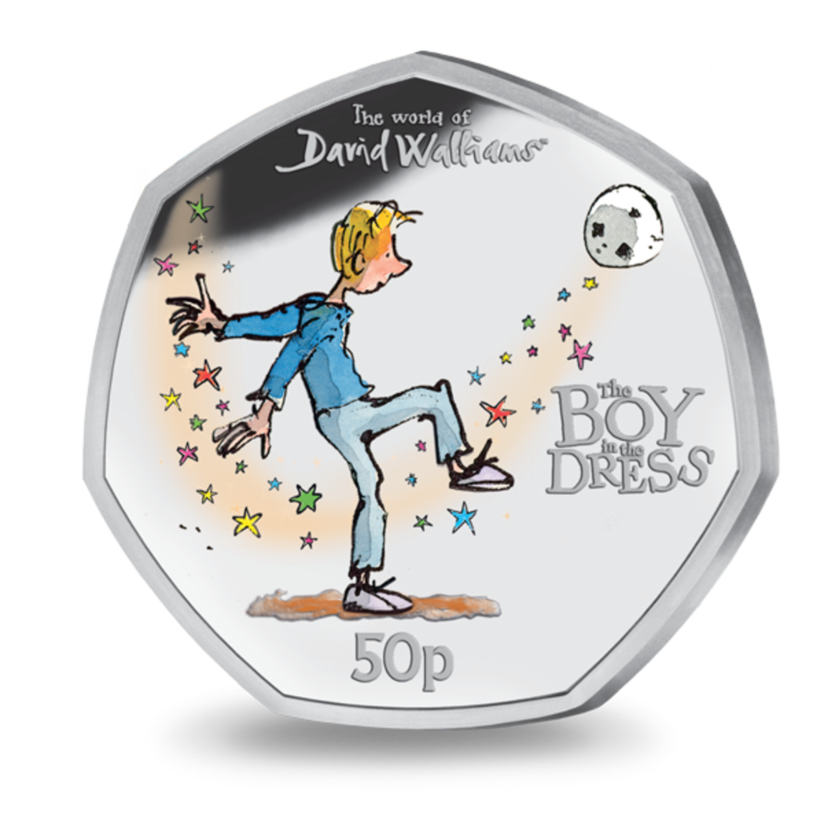The first coin in The World of David Walliams 50 Pence coin series for Gibraltar features art from the books cover, by illustrator Quentin Blake.