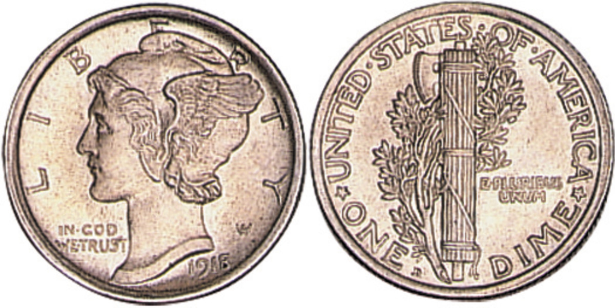 1915 Winged Liberty dime.