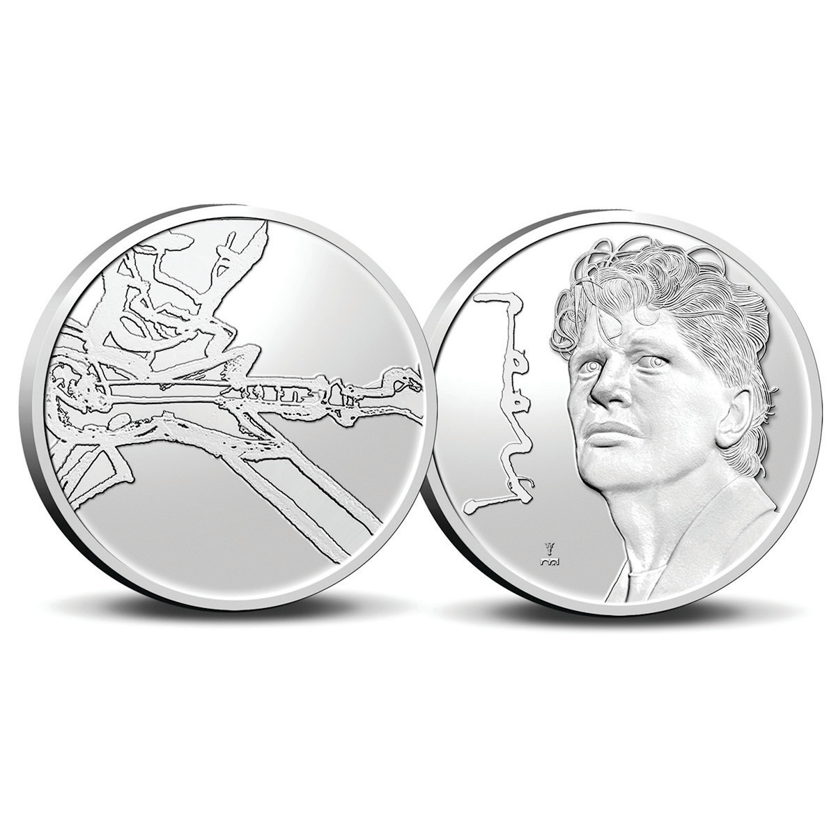 The copper-nickel commemorative medal features a great focus image of a guitarist, while the other side shows a bust of Herman Brood which is used on all three releases in the series.