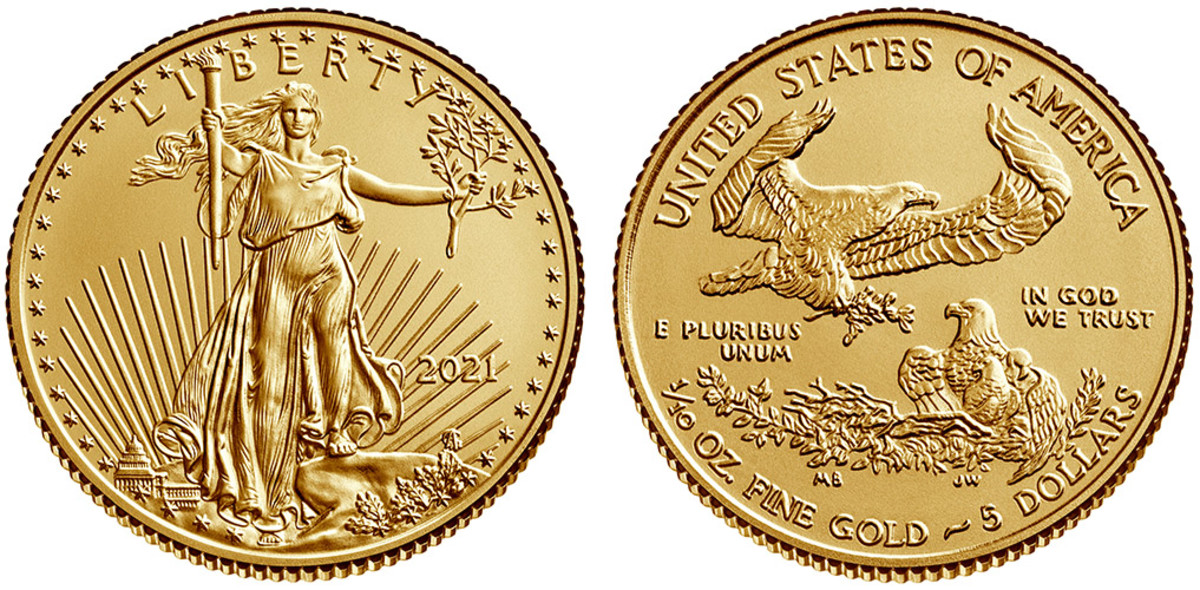 2021 1/10-ounce $5 gold American Eagle. (Images courtesy United States Mint.)
