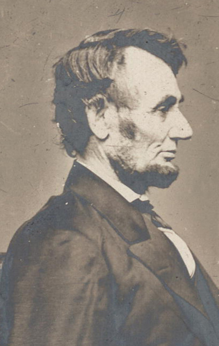 The image of Abraham Lincoln that appears on the copper penny is based on this portrait taken by Anthony Berger at Mathew Brady's studio in Washington, D.C., on February 9, 1864.