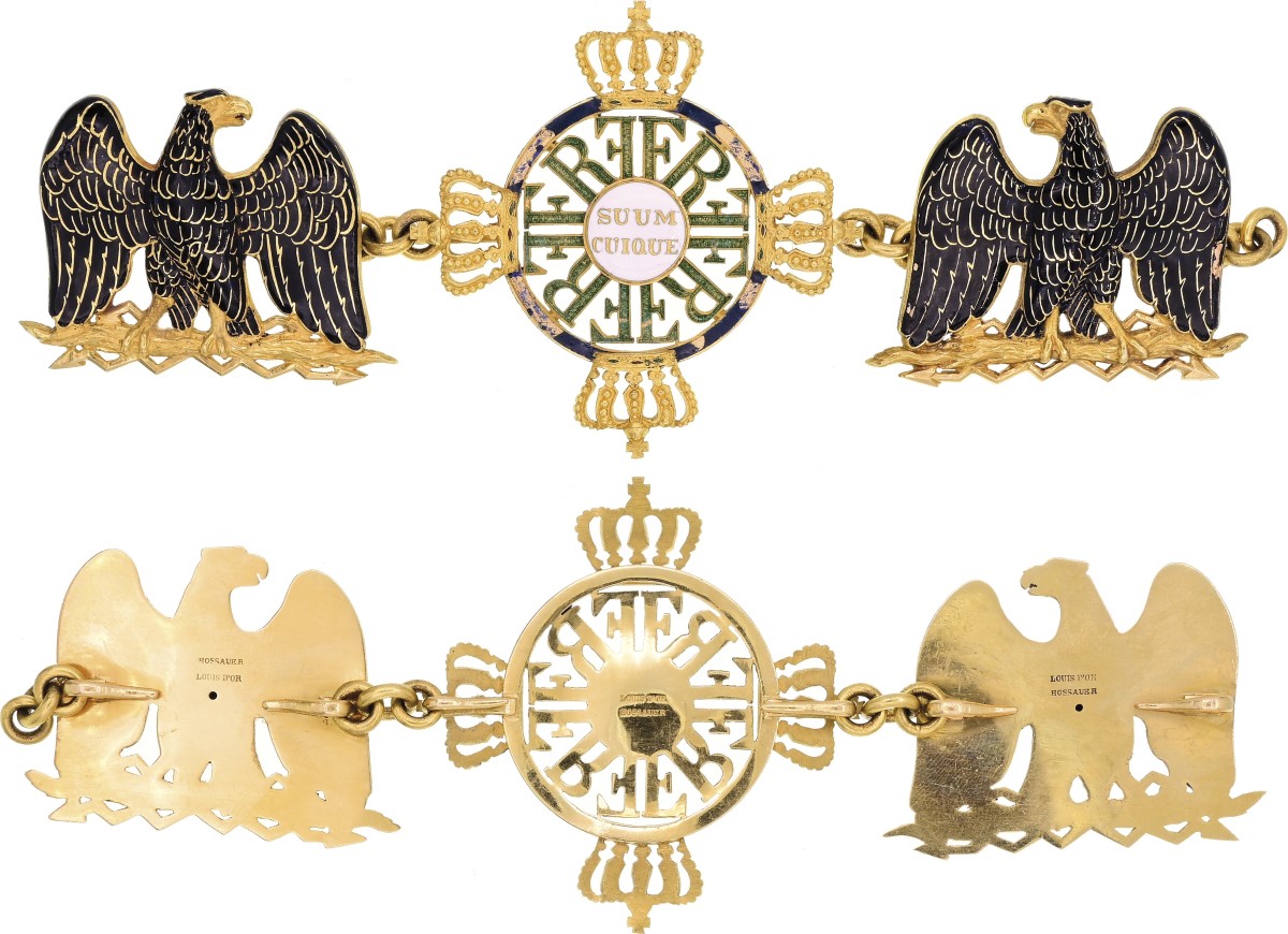 Prussia. Order of the Black Eagle. Golden chain without jewel, 2nd edition, 2nd version (1847). II-III. Estimate: 100,000 euros. Hammer price: 120,000 euros.