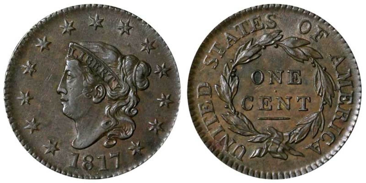 1817 large cent, 13 star variety. (Images courtesy usacoinbook.com.)