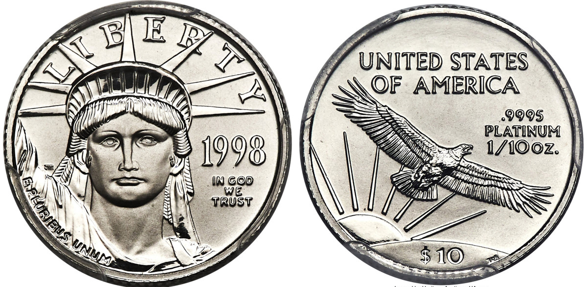 A 1998 1/10-ounce platinum Eagle.