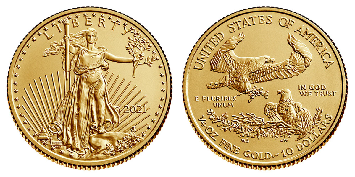2021 1/4-ounce gold American Eagle. (Images courtesy usacoinbook.com.)