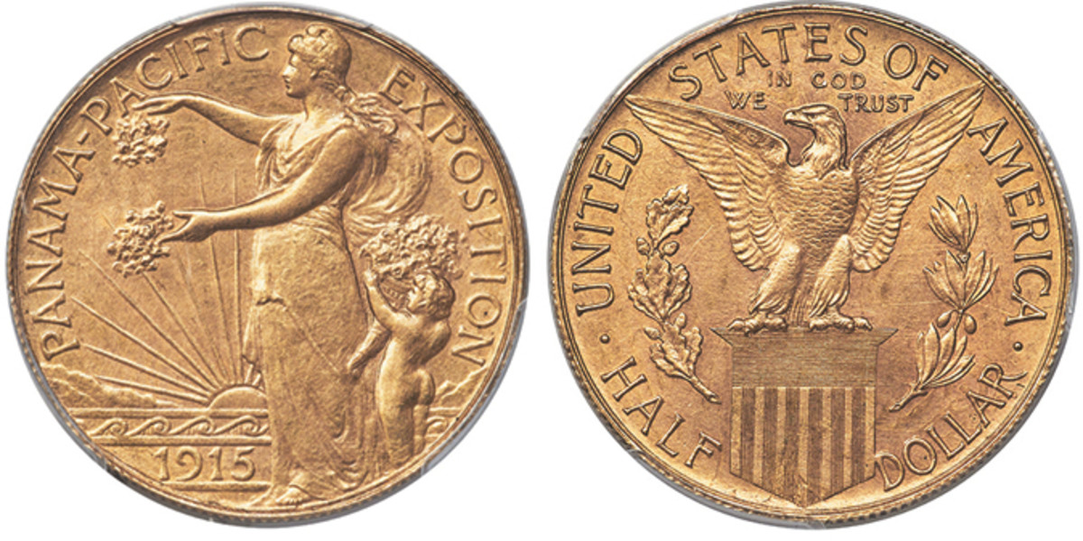 Another standout from the Simpson Collection was a 1915 Panama-Pacific gold half dollar without the “S” mintmark. It brought a record $750,000.