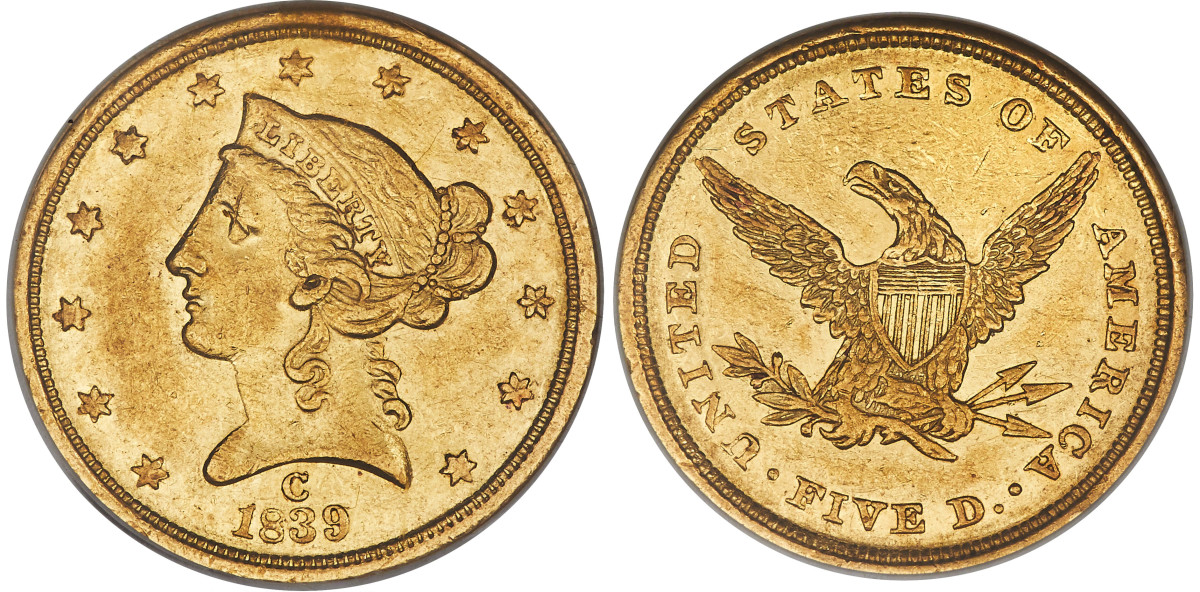 1839-C Five Dollar Liberty.