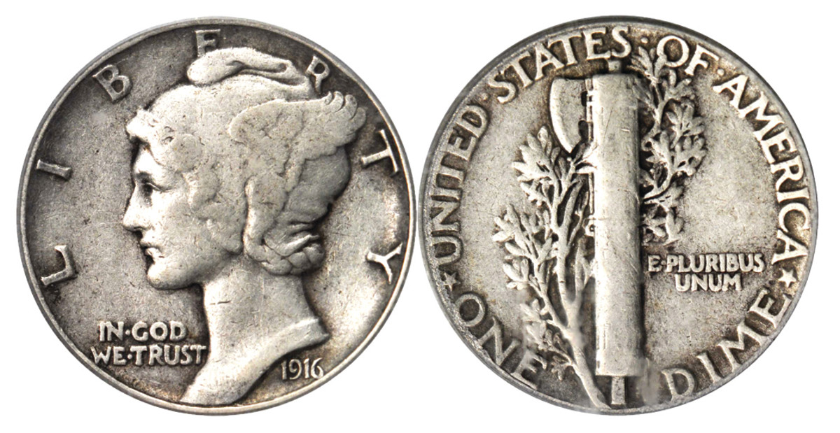 A pattern dime of 1916 which was accidentally circulated. (Images courtesy of Stack's/Bowers)