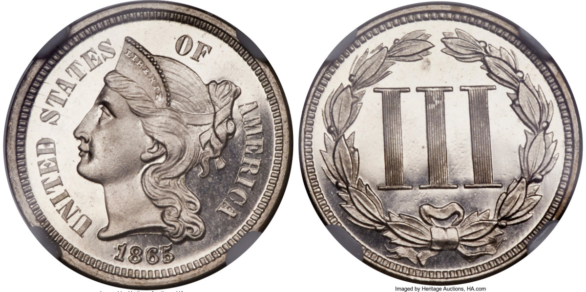 1865 Nickel 3-cent piece