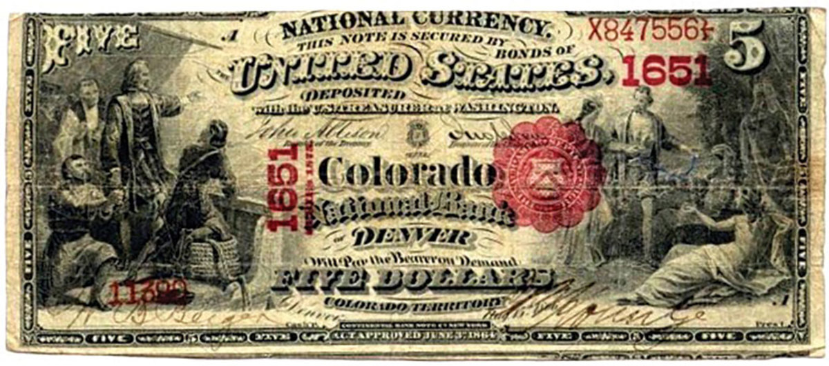 The Colorado National Bank of Denver, Colorado Territory. Buy-it-now for $429.99! 