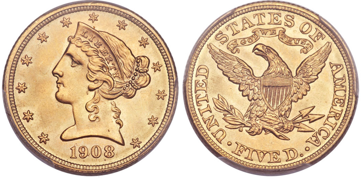 1908 Liberty Head Half Eagle 