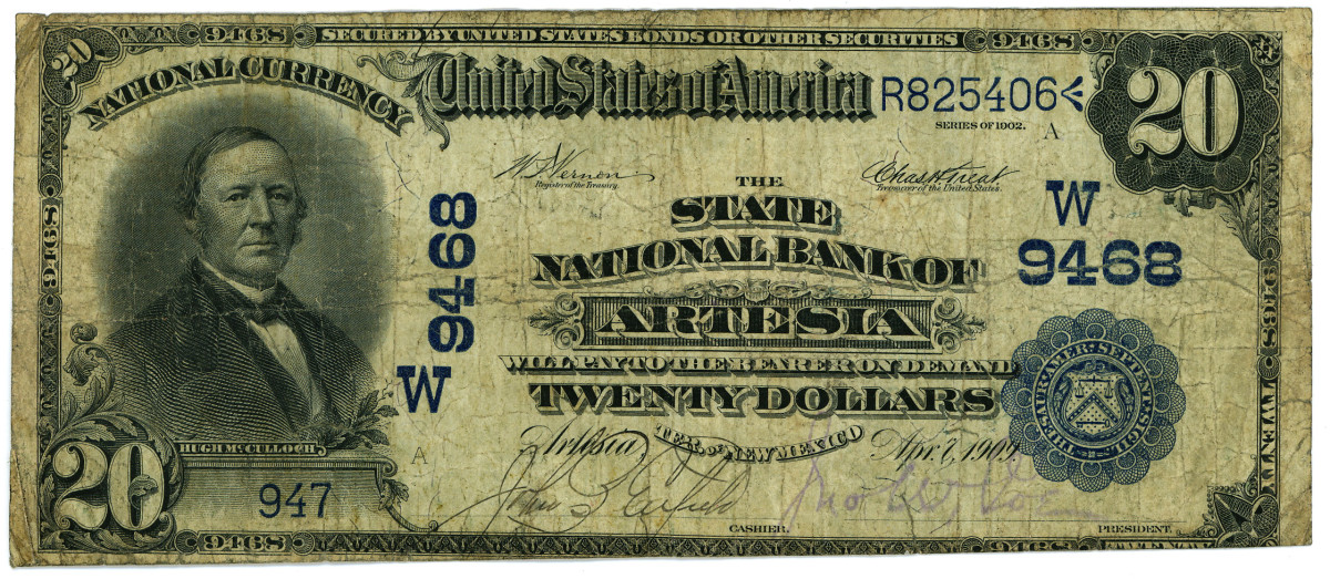 Figure 4. Series of 1902 date back from a State National Bank with conventional Territorial label.
