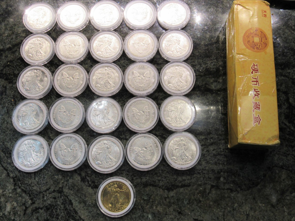 Some of the counterfeit coins received by a Texas investor.