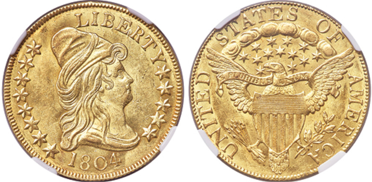 An 1804 high relief Crosslet double eagle went to its new owner for $216,000.