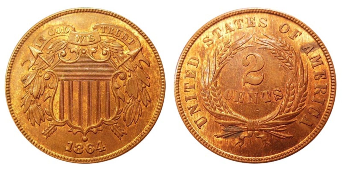 1864 large motto 2-cent piece. (Images courtesy usacoinbook.com.)