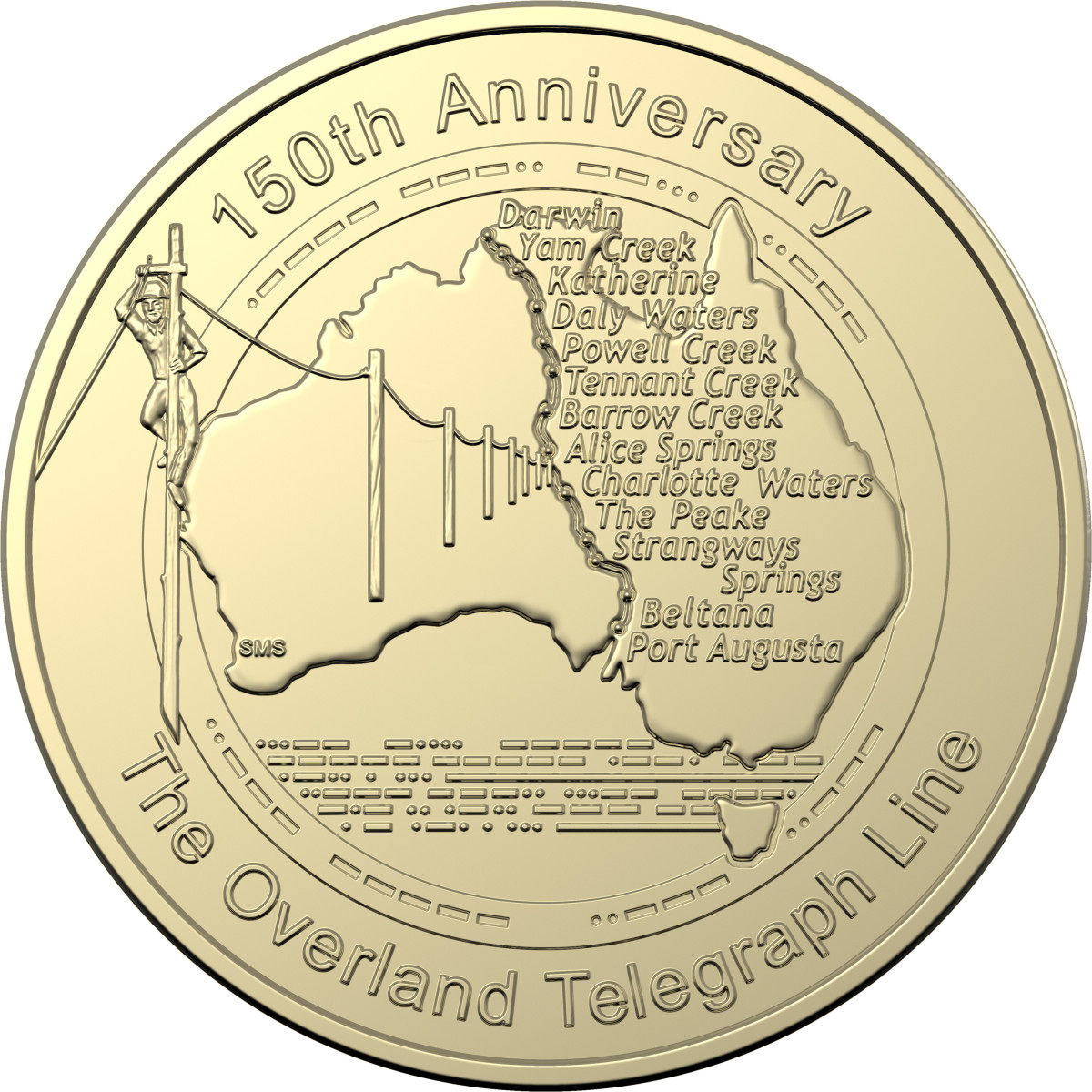 2022_$1_150th-Aus-Overland-Telegraph-Line_Uncirculated_Coin_REV