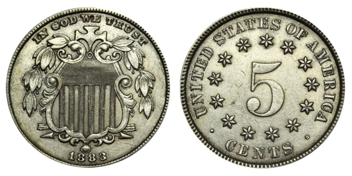 1883 Shield nickel. (Images courtesy usacoinbook.com.)