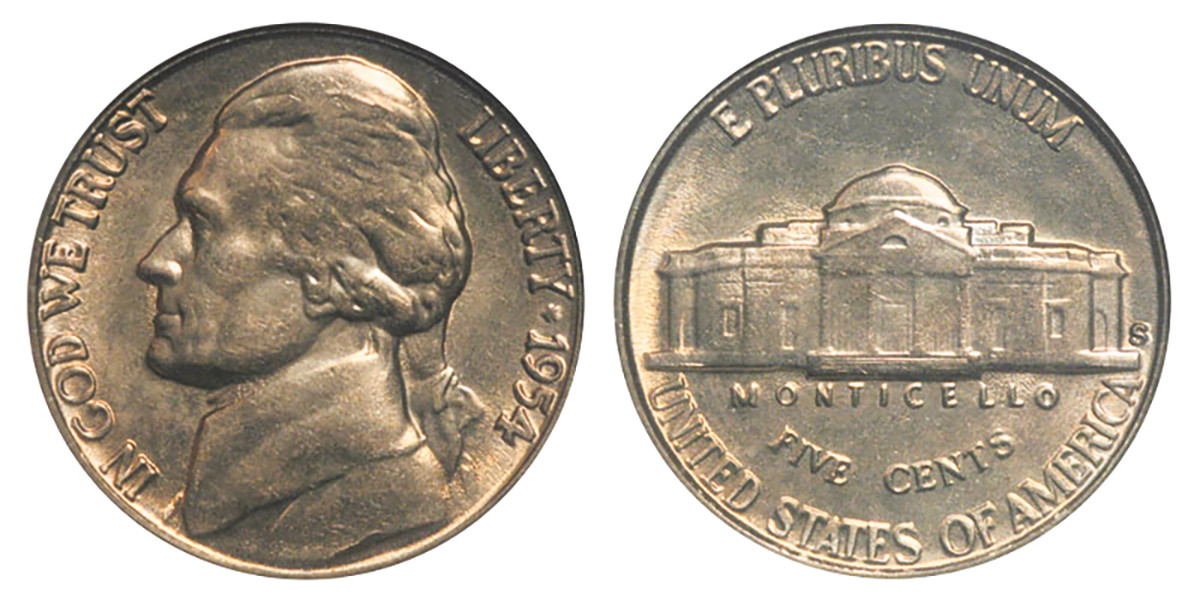 1954-S Jefferson nickel. (Images courtesy usacoinbook.com.)