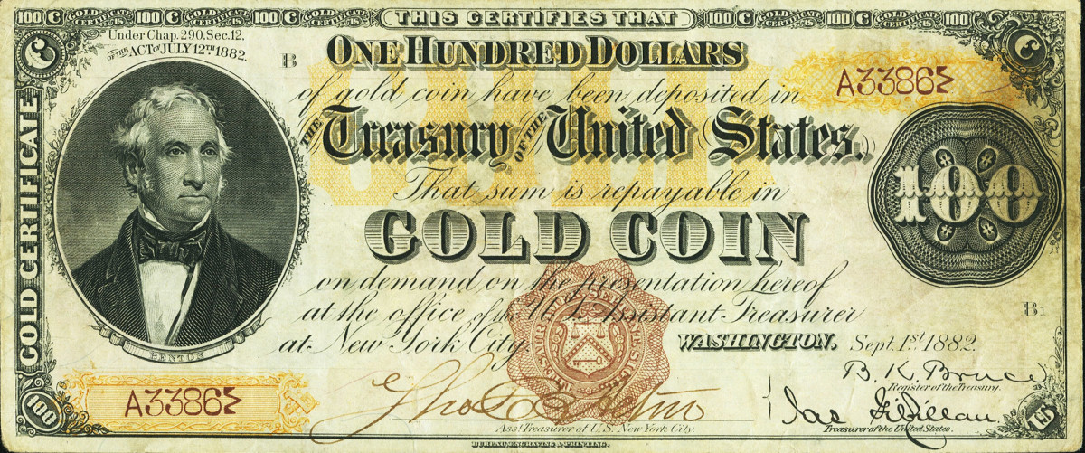 $100 1882 Gold Certificate PMG Very Fine 30