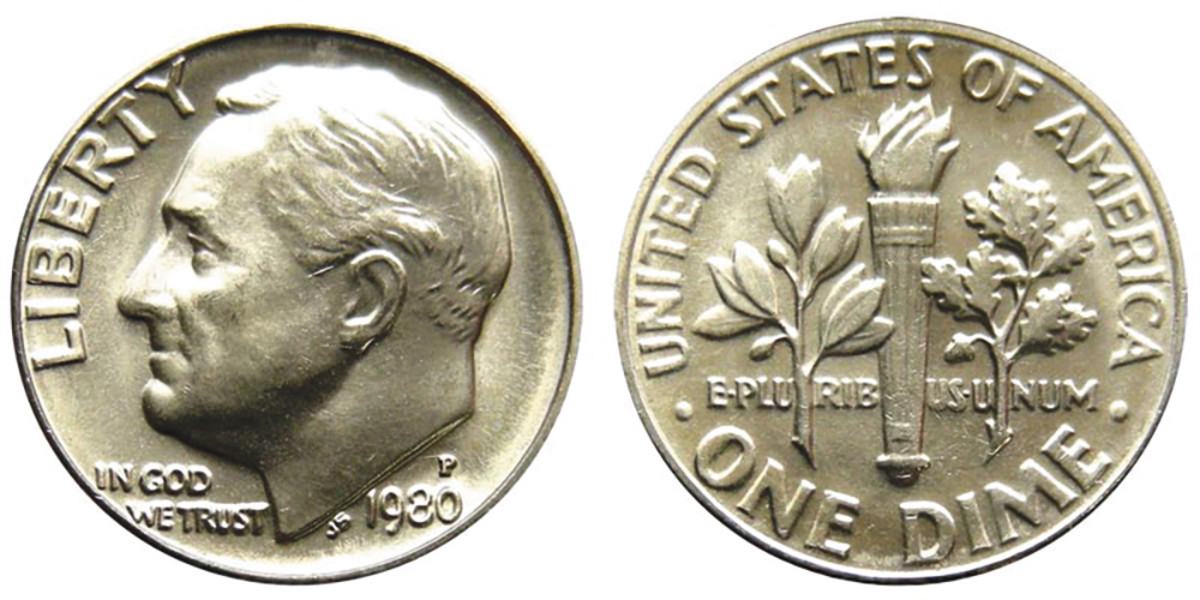 1980-P Roosevelt dime. (Images courtesy usacoinbook.com.) 