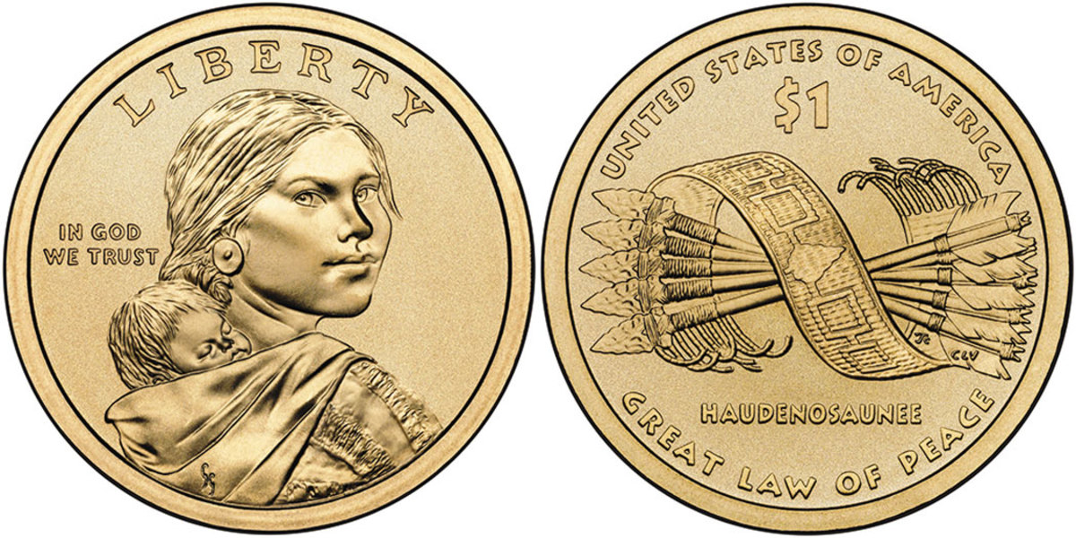 Native American dollar honoring the Great Law of Peace. (Images courtesy United States Mint.) 