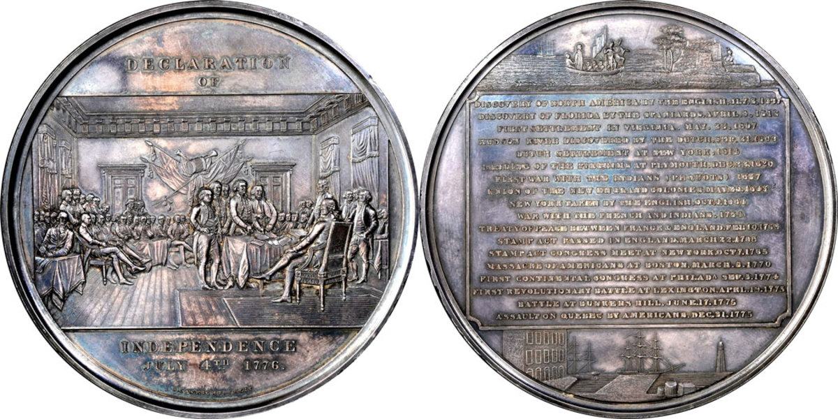 Declaration of Independence silver proof medal, also known as Wright's Masterpiece