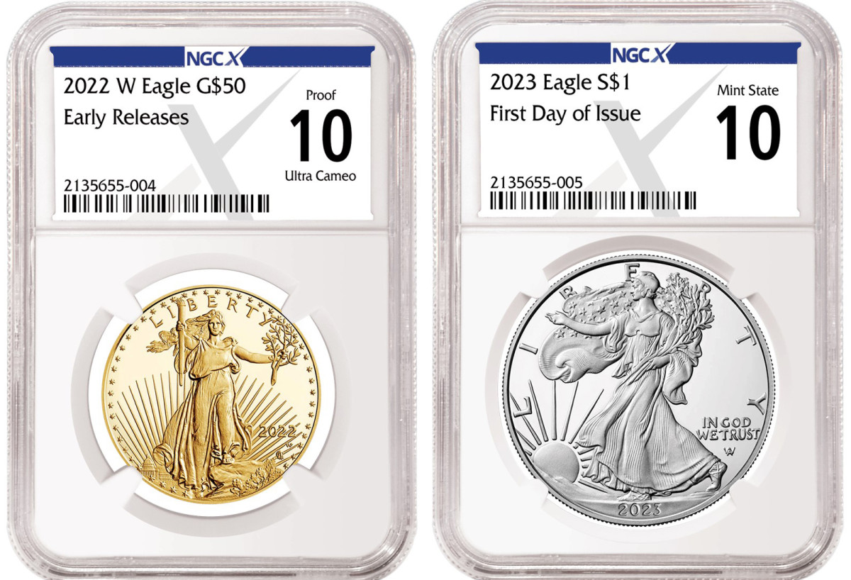 A new 10-point grading scale called NGCX will be available for modern coins produced 1982-present at the start of 2023. (Images courtesy Numismatic Guaranty Company.)